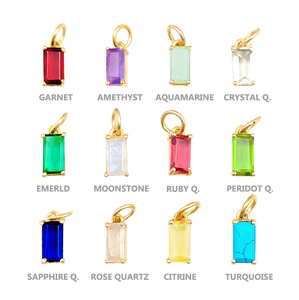 Cuarzo Rosa 8x4mm Baguette Cut Charms Oro de 18 quilates Vermeil y rodio Plateado 925 Sterling Silver Prong Set Birthstone Silver Charms - Product Image 3