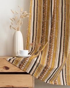 Rideaux semi-occultants en coton imprimé rayé, fabriqués à la main, pour chambre à coucher, ensemble de rideaux pour fenêtre flottante - Product Image 3