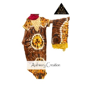 Collection de gros Dentelle tie-dye Mousseline de soie Caftan Tissu rayonne Écologique Respirant Printemps Demi-manches Fente latérale Lâche - Product Image 1