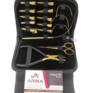 Kit de pinces d'extension de cheveux en acier inoxydable professionnel écologique multi-outil 2 trous outil de suppression de finition or noir naturel - Product Image 4