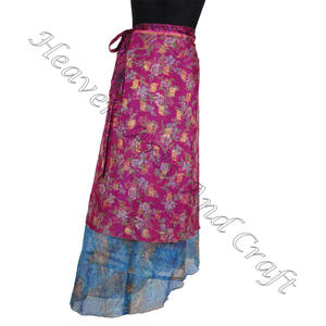 New Sari Silk Multi Wear Wrap <b>Skirts</b> <b>Reversible</b> Long Silk Wrap <b>Skirt</b> Indian Long Silk Rapron for Girls Manufacturer Wholesaler - Product Image 3