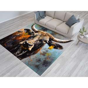 Tapis imprimé charmant : Tapis motif vache, Décoration de ferme, Tapis antidérapant, Tapis à poils doux - Product Image 5