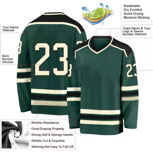 ชุดยูนิฟอร์มฮอกกี้น้ำแข็งสีขาวคุณภาพสูงแบบ OEM พร้อมโลโก้สั่งทำพิเศษ ระบายอากาศได้ดี ป้องกันแบคทีเรีย แห้งเร็ว แบบซับลิเมชั่น - Product Image 3