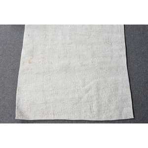 Alfombra de lana de retazos blanca moderna con respaldo de látex, alfombra tradicional turca ecológica de 2.2x6ft para el hogar y el comedor - Product Image 4