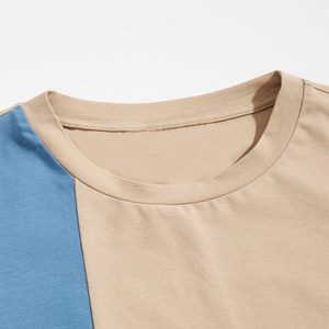 2023 Latest Men's Two-tone Colored O-neck T-<b>shirt</b> Men's Summer High Quality Strip t <b>shirt</b> men - Product Image 3