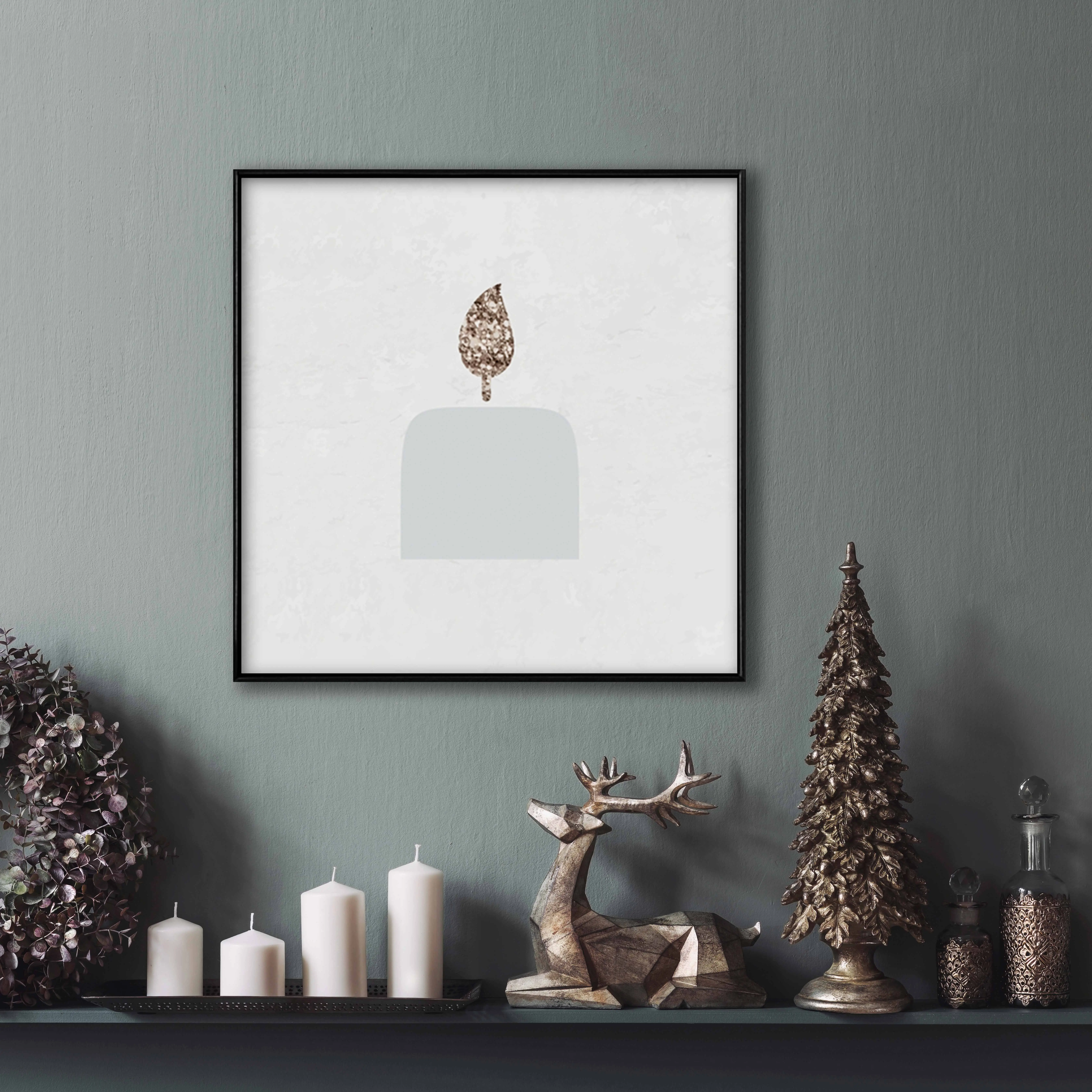 Art Frames Voor Canvas Schilderijen Vrolijk Kerstfeest Winter Geschenken-Kaars Schilderen Met Frame