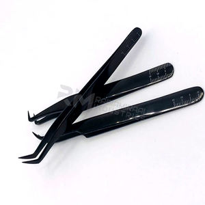 RMI Black Plasma Lash Tweezers With Meauring Scale High Quality Stainless Steel Eyelash Tweezers Sustainable <b>Plain</b> Grip Tweezers - Product Image 3
