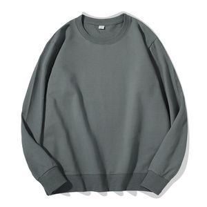 Venta al por mayor Streetwear dos tonos de lana de los hombres de cuello redondo de manga larga pulóver sudadera otoño prendas de vestir exteriores 100% algodón orgánico - Product Image 5