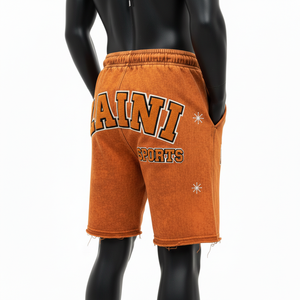 Shorts de Felpa para Mujer con Lavado Ácido, 320 GSM, Algodón y Poliéster, Amarillo Mostaza, Negro, Blanco, Logotipo Estampado, Shorts para Hombre - Product Image 5