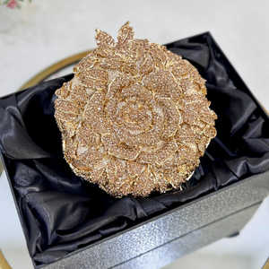 Handmade crystal clutch purse evening party wedding bridal handbag elegant designer rhinestone bag wholesale fashion from India - Product Image 1