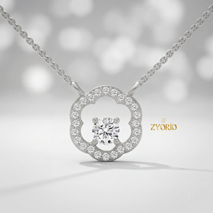 Collar con Colgante de Moissanita con Halo Floral, Plata de Ley 925, Collar con Flor de Diamantes para Mujer, Regalo de Boda, Joyería Personalizada - Product Image 6