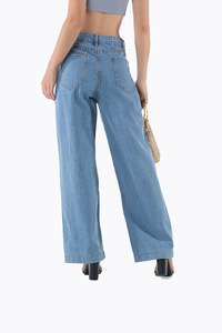 OEM Mujeres Nueva moda de cintura alta con detalle recortado Pantalones vaqueros rectos Jeans de calidad superior - Product Image 6