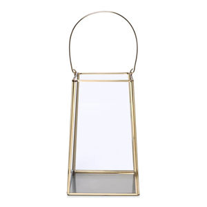 Tall Rectangular Stainless Steel <b>Lantern</b> with Glass Panels and Leather Handle <b>Decorative</b> Candle Holder for Indoor Outdoor Decor - Product Image 4