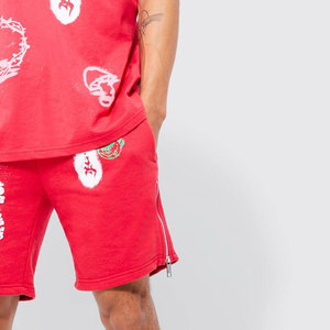 Custom <b>Vintage</b> 100% Cotton All Over Print French Terry <b>Shorts</b> <b>Men</b> Sweat 3D Screen Foam Puff Print Nylon Mesh <b>Shorts</b> For <b>Men</b> - Product Image 6