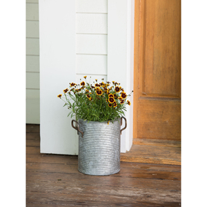 Jardinière ronde vintage en fonte galvanisée personnalisée, écologique, avec poignées en corde pour la décoration de la maison et du jardin - Product Image 6