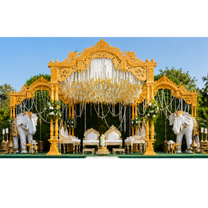 งานแต่งงานแบบกูจาราติสุดหรู พร้อมศาลาไม้เมยูร์สำหรับจัดงานกลางแจ้ง ตกแต่งงานแต่งงานสไตล์อินเดียอย่างมีระดับ ดีไซน์ทนทานและถอดประกอบได้ - Product Image 1