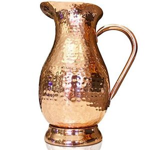 Rustic Handmade Copper Water Pitcher Vintage Antique Style Copper <b>Jug</b> for Home Kitchen Dining Table Water Serving and Decoration - Product Image 3