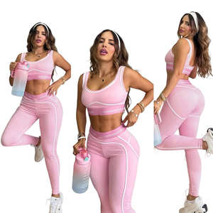Conjunto de Dos Piezas de Diseño de Lujo para Mujer, Top Deportivo, Sujetador Deportivo, Leggings de Cintura Alta, Ropa Deportiva Elástica, Conjuntos de Yoga para Fitness - Product Image 1