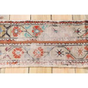 พรมวินเทจสไตล์ตุรกี, พรมปูพื้นขนาด 1.1x7.8 ฟุต (34x237 ซม.), พรมขนสัตว์ลายดอกไม้สีเทา - Product Image 3