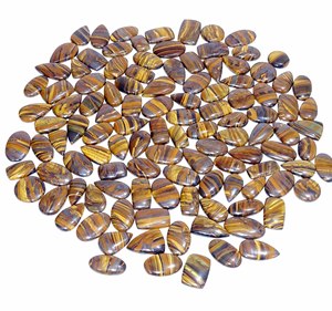 Cabochon de pierres précieuses en vrac naturelles multicolores naturelles Oeil de tigre naturel Pierres précieuses en vrac pour la fabrication de bijoux en Inde Oeil de tigre - Product Image 1