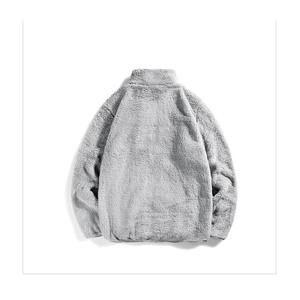 Veste polaire pour homme en sherpa bicolore, coupe oversize, fermeture éclair, col montant en toile, logo frontal, imperméable, streetwear, hiver - Product Image 4