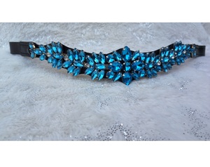 Fronture de cheval artisanale en cristal bleu, ornée de strass de luxe, pour le dressage équestre - Product Image 5