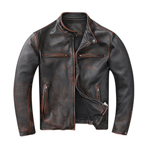 Autumn Winter <b>Men</b> Casual Zipper Leather <b>Jacket</b> Slim <b>Long</b> Sleeve Reversible Front Logo Motorcycle <b>Jacket</b> - Product Image 6