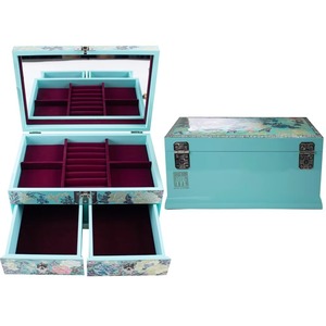 Decorative Blue Metal Floral Jewellery Box Handmade Stylish Organizer Perfect for Vanity <b>Bedroom</b> Office and Gift Use From India - Product Image 4