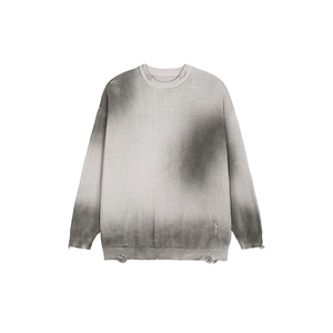 Men's Distressed Ripped <b>Crewneck</b> <b>Sweater</b>-100% Cotton Geometric Print Hoodie - Product Image 1