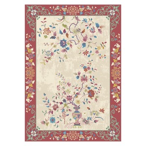 Alfombra de chenilla lavable a máquina con estampado digital tradicional anatólico en terracota dorado, antideslizante, modelo LXDP-0379 de RUGS DEPOT, venta al por mayor. - Product Image 1