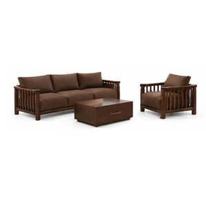 Conjunto de Sofá Moderno de Madera con Estructura de Bloques y Mesa de Centro a Juego para Hoteles de Lujo, Apartamentos y Salones - Product Image 2