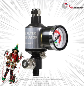 Nouveau filtre à air miniature (métal) 160 PSI LEMATEC AI303-R1/R2 2-en-1 pour pistolet de pulvérisation avec régulateur de filtre à eau en ligne - Product Image 1