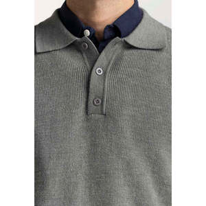 Men's Vintage <b>Cable</b> <b>Knit</b> Mohair <b>Sweater</b> for Polo with Buttons and Logo - Product Image 2
