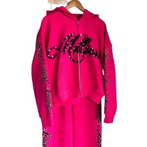 Sudadera con capucha larga de estilo callejero para mujer, superventas de 2025, diseño de punto de diamantes de imitación de Color personalizado, parte delantera de algodón 100% para invierno - Product Image 6
