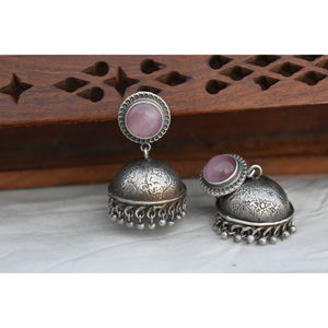 ต่างหูห่วงทองเหลืองทำมือสไตล์มีนาการี ผิวด้าน ประดับด้วยหิน สำหรับเด็กผู้หญิงและผู้หญิง ตามเทรนด์แฟชั่นล่าสุด - Product Image 2