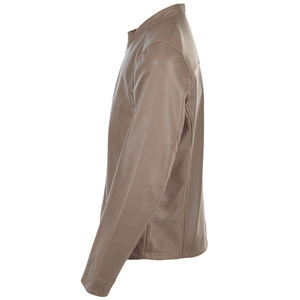 Chaqueta de cuero de motorista negra de alta calidad para hombre, venta al por mayor, PU de imitación de moto de invierno personalizada con logotipo frontal de lona, 2025 - Product Image 5