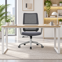 Chaise de bureau pivotante haut de gamme avec dossier en maille nylon, cadre gris et vérin à gaz pour mobilier de poste de travail des employés
