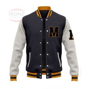 Veste de basket-ball unisexe personnalisée ISONZ, brodée, pour homme, sports d'hiver, varsity, poignets à revers, lettre, laine, séchage rapide - Product Image 2