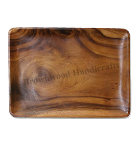 Bandeja de servicio de madera de acacia hecha a mano Venta caliente Bandejas acabadas de madera natural Forma rectangular para vendedores en línea a bajo precio - Product Image 5