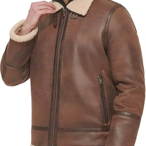 Chaqueta de Cuero Casual de Invierno para Hombre, Cuello Alto, Logotipo Frontal, Mangas Completas, Diseño Transpirable, Cierre de Cremallera, Servicio OEM - Product Image 1
