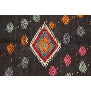 Tapis turc vintage 6,3x9,5 pi (192x289 cm), tapis en laine noir à motifs floraux - Product Image 5