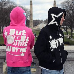 Venta al por mayor de fábrica de encargo 3D Puff impresión Sudadera con capucha de peso pesado de algodón francés Terry Puff Impresión de cara completa de gran tamaño Zip Up Sudadera con capucha - Product Image 4