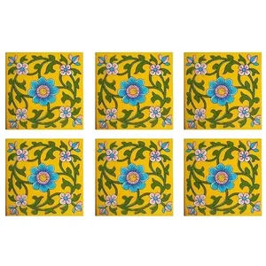 Lot de 6 carreaux muraux en céramique marocaine d'intérieur et d'extérieur de 6x6 pouces pour la décoration intérieure en céramique de qualité supérieure - Product Image 1