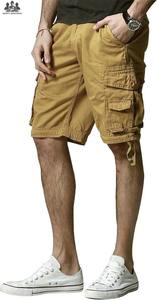Shorts cargo unis pour hommes, style streetwear |   Chemise à boutons 100% coton sergé |   Séchage rapide, respirant |   Décontracté d'été |   OEM - Product Image 2