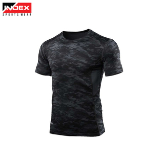 Camiseta de Manga Corta Negra para Hombre INDEX, Cuello Redondo, Corte Ajustado, Patrón Geométrico, Secado Rápido, Deportiva, Tejido de Poliéster - Product Image 2