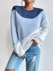 Venta al por mayor de las mujeres de color sólido pulóver sudadera de algodón polar manga larga Streetwear Casual Tops - Product Image 6