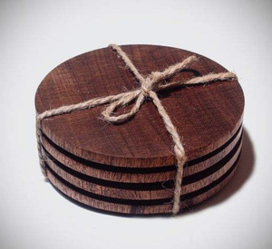 Classic Black Rounded Walnut Wooden Eco-Friendly Tea <b>Coasters</b> Decorative <b>Coaster</b> <b>Set</b> for Home Evening Tea Mat or Pad - Product Image 1