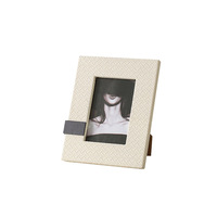 Cadre photo en cuir tissé fait main de luxe moderne, impression UV, support minimaliste en cuir PU, cadeaux de luxe pour le bureau