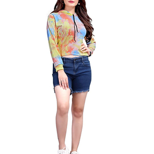 Invierno Casual Streetwear mujer corto recortado gota hombro transpirable ecológico frente personalizado Logo impresión Sudadera con capucha - Product Image 5