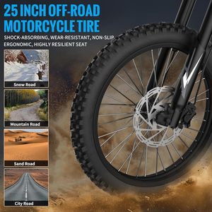 Bici elettrica da cross per adulti bici elettrica da 2500W con 1747Wh(48V 18.2AH * 2) batterie rimovibili da 37mph/85 miglia - Product Image 4